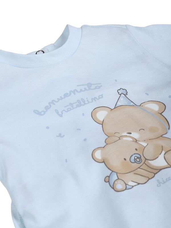 Boys Light Blue Nappy Opening Babysuit image number 2